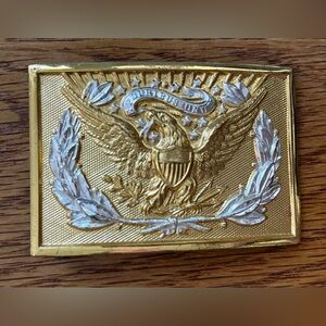 Vintage US Military‎ E Pluribus Unum Moto Eagle Belt Buckle 3" x 2"